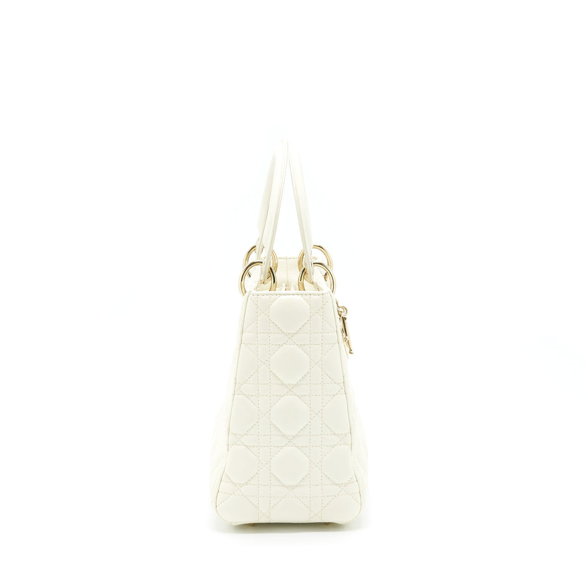 DIOR MEDIUM LADY DIOR BAG LAMBSKIN WHITE LGHW