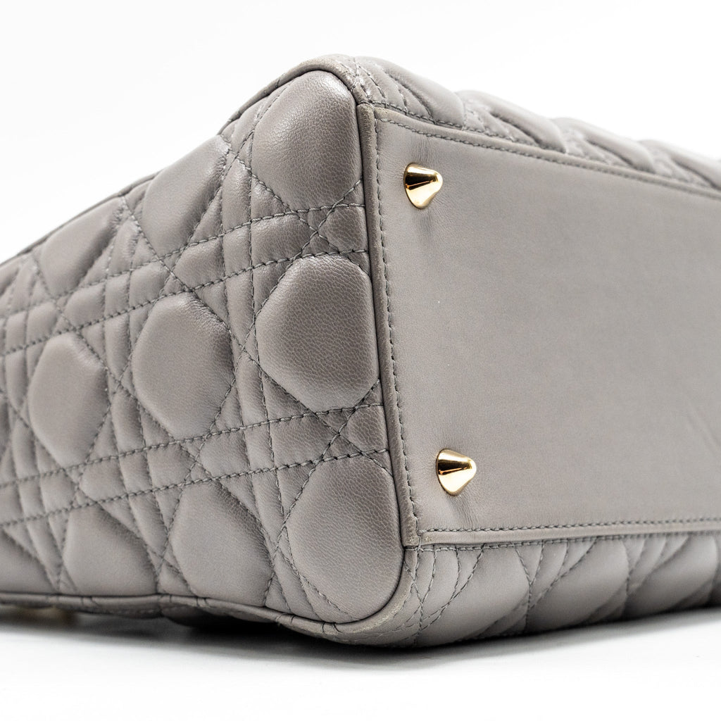 DIOR MEDIUM LADY DIOR LAMBSKIN GREY LGHW