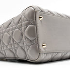 DIOR MEDIUM LADY DIOR LAMBSKIN GREY LGHW