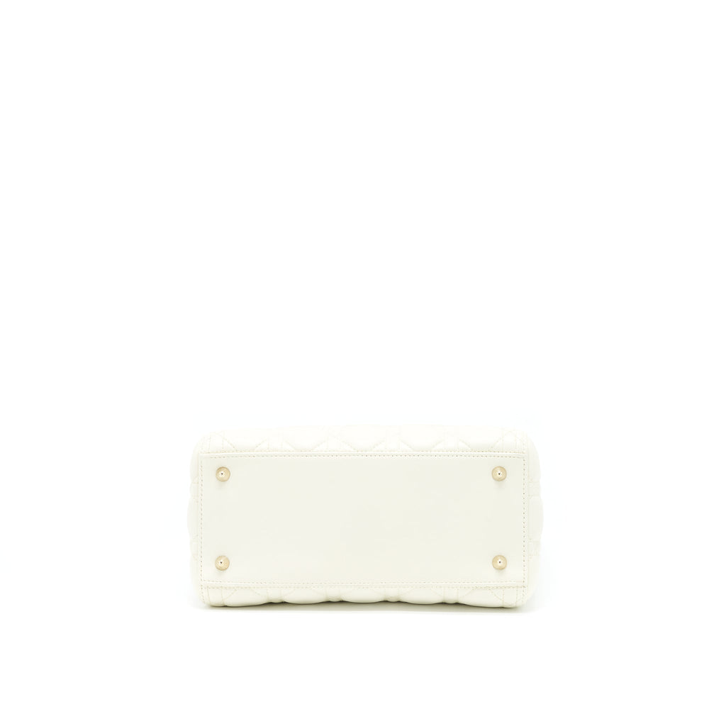 DIOR MEDIUM LADY DIOR BAG LAMBSKIN WHITE LGHW