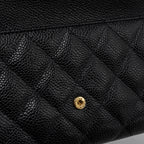 CHANEL CLASSIC FLAP WALLET GRAINED CALFSKIN BLACK GHW