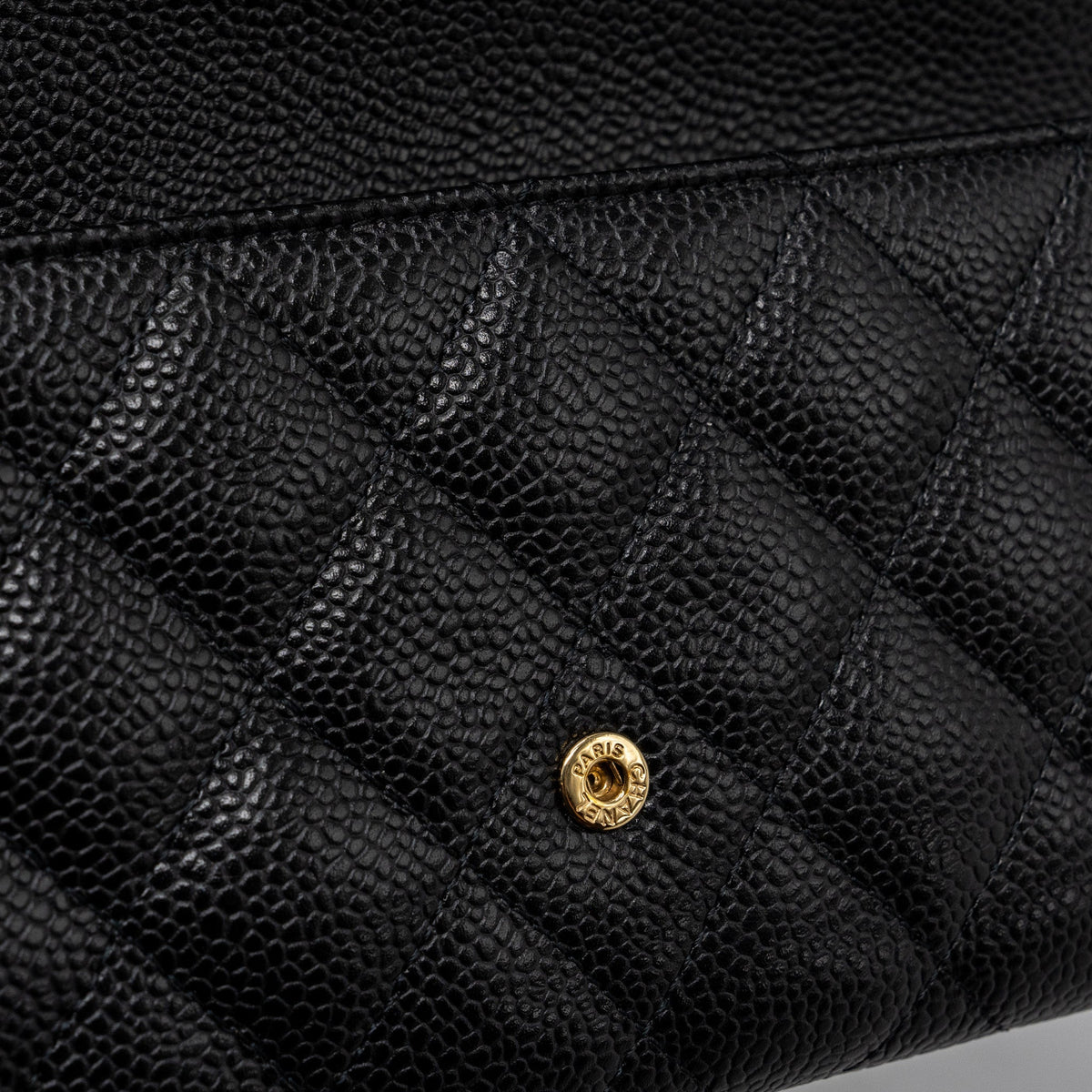 CHANEL CLASSIC FLAP WALLET GRAINED CALFSKIN BLACK GHW