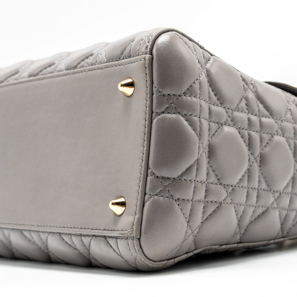 DIOR MEDIUM LADY DIOR LAMBSKIN GREY LGHW