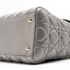 DIOR MEDIUM LADY DIOR LAMBSKIN GREY LGHW