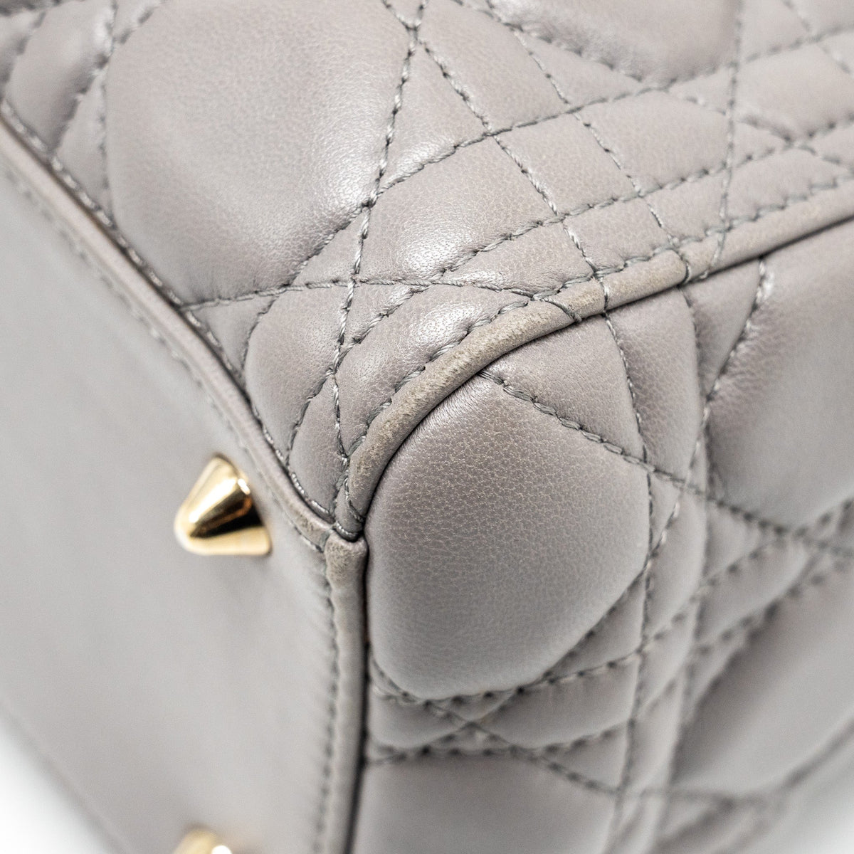 DIOR MEDIUM LADY DIOR LAMBSKIN GREY LGHW