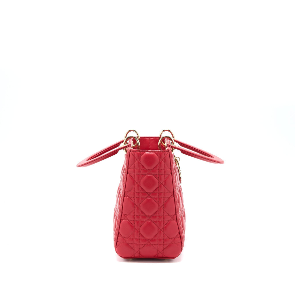 DIOR MEDIUM LADY DIOR LAMBSKIN RED GHW