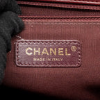 Chanel 16A Gold Bar Top Handle Flap Bag Glazed Calfskin Burgundy GHW