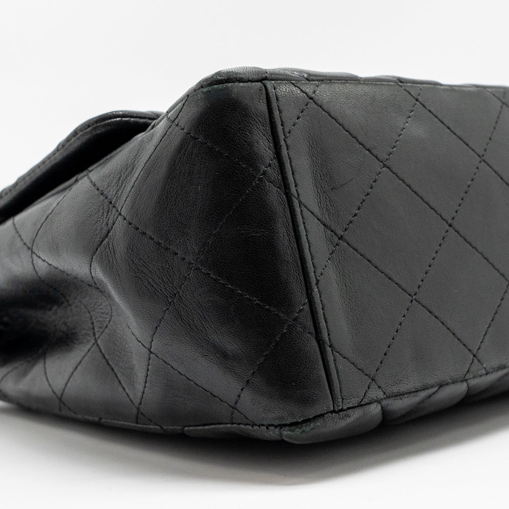 CHANEL MAXI CLASSIC SINGLE FLAP BAG LAMBSKIN BLACK SHW
