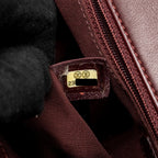 Chanel 16A Gold Bar Top Handle Flap Bag Glazed Calfskin Burgundy GHW