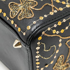 DIOR MEDIUM LADY DIOR EMBROIDERED FLORAL LIMITED EDITION LEATHER BLACK/GOLD GHW