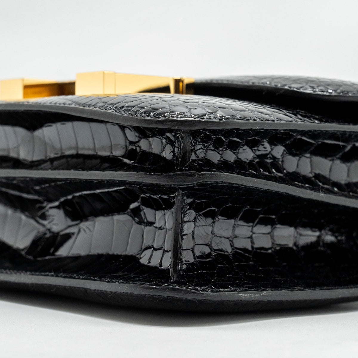 HERMES MINI CONSTANCE SHINY ALLIGATOR MISSISSIPPIENS BLACK GHW