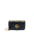 GUCCI GG MARMONT SMALL MATELASSE SHOULDER BAG BLACK GHW