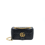 GUCCI GG MARMONT SMALL MATELASSE SHOULDER BAG BLACK GHW