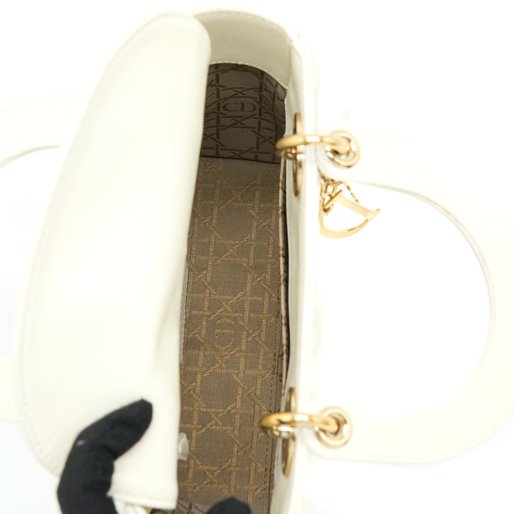DIOR SMALL LADY DIOR MY ABCDIOR BAG LAMBSKIN WHITE LGHW