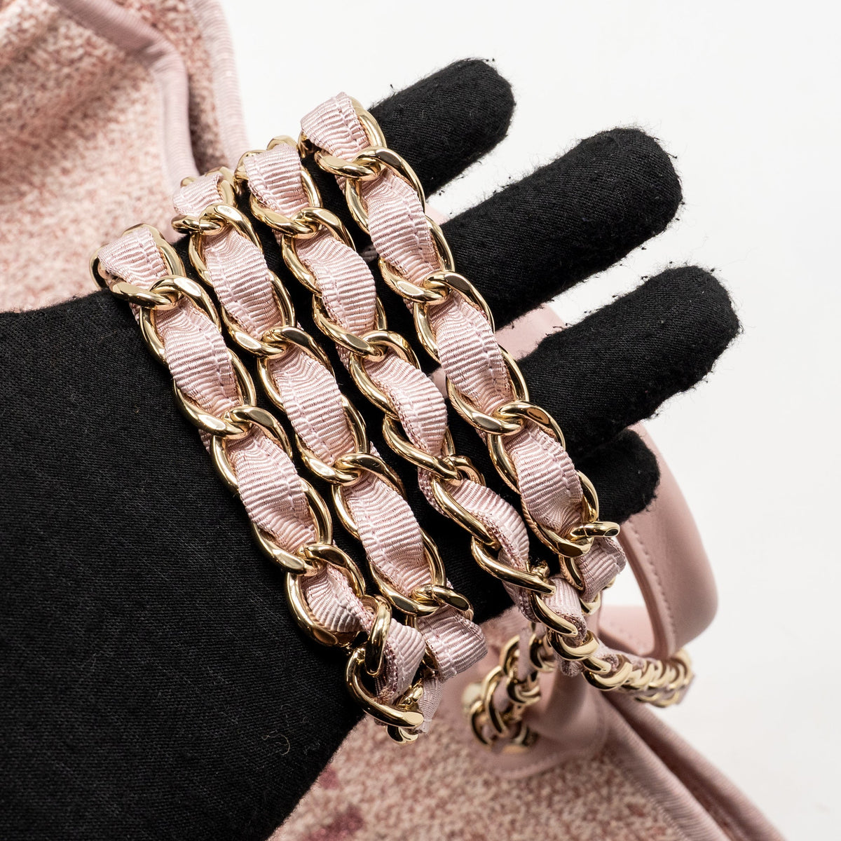 Chanel Large Deauville Tote Shopping Bag Canvas / Calfskin Pink LGHW