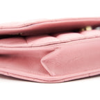 CHANEL 22C CLASSIC WALLET ON CHAIN CAVIAR PINK LGHW (MICROCHIP)