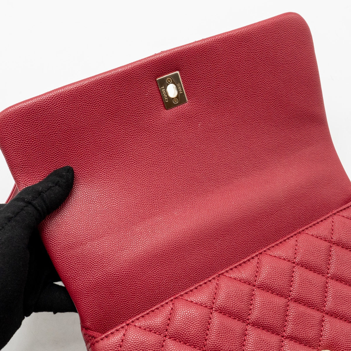 CHANEL MEDIUM COCO HANDLE CAVIAR RED GHW