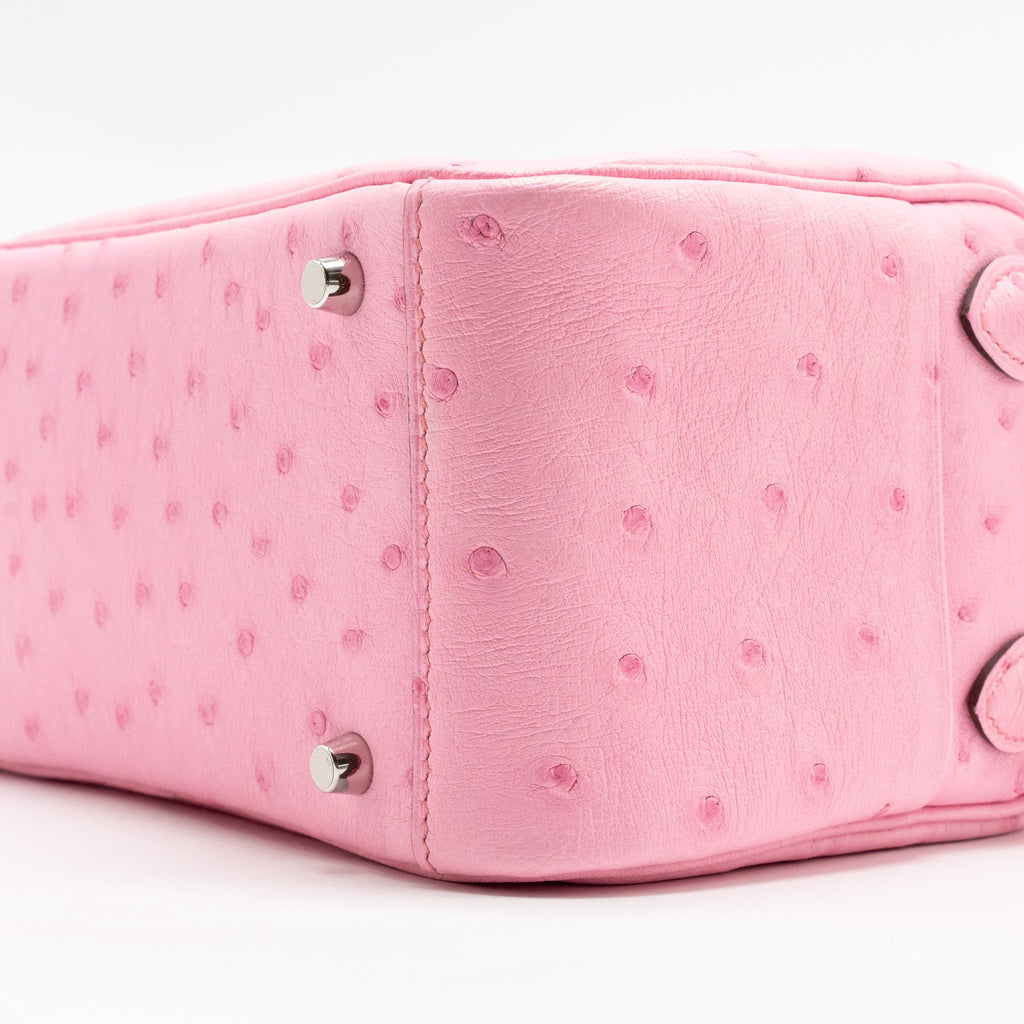 Hermes Mini Lindy Ostrich Rose Bubblegum SHW