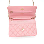 CHANEL 22C CLASSIC WALLET ON CHAIN CAVIAR PINK LGHW (MICROCHIP)