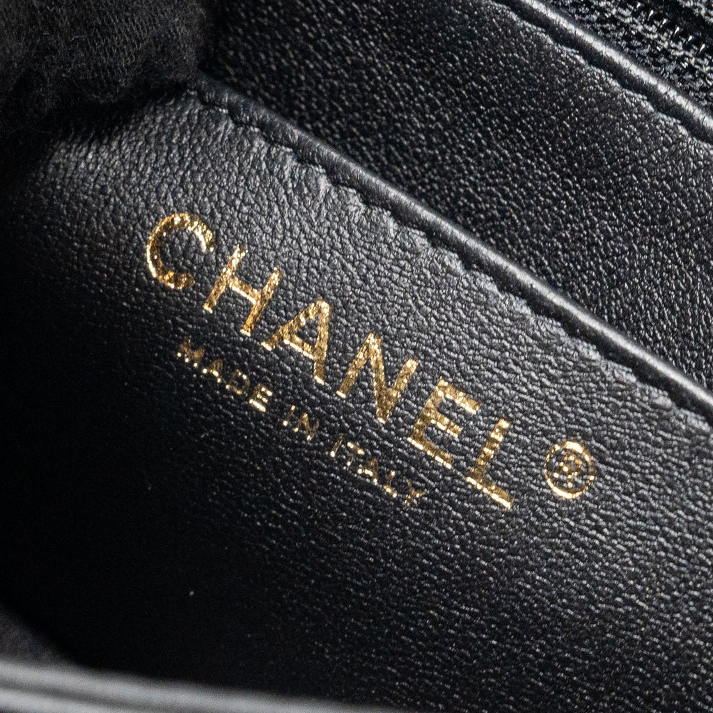 CHANEL MINI SQUARE FLAP BAG LAMBSKIN BLACK GHW (MICROCHIP)