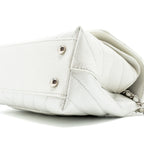 CHANEL CHEVRON SMALL COCO HANDLE CAVIAR IRIDESCENT WHITE SHW