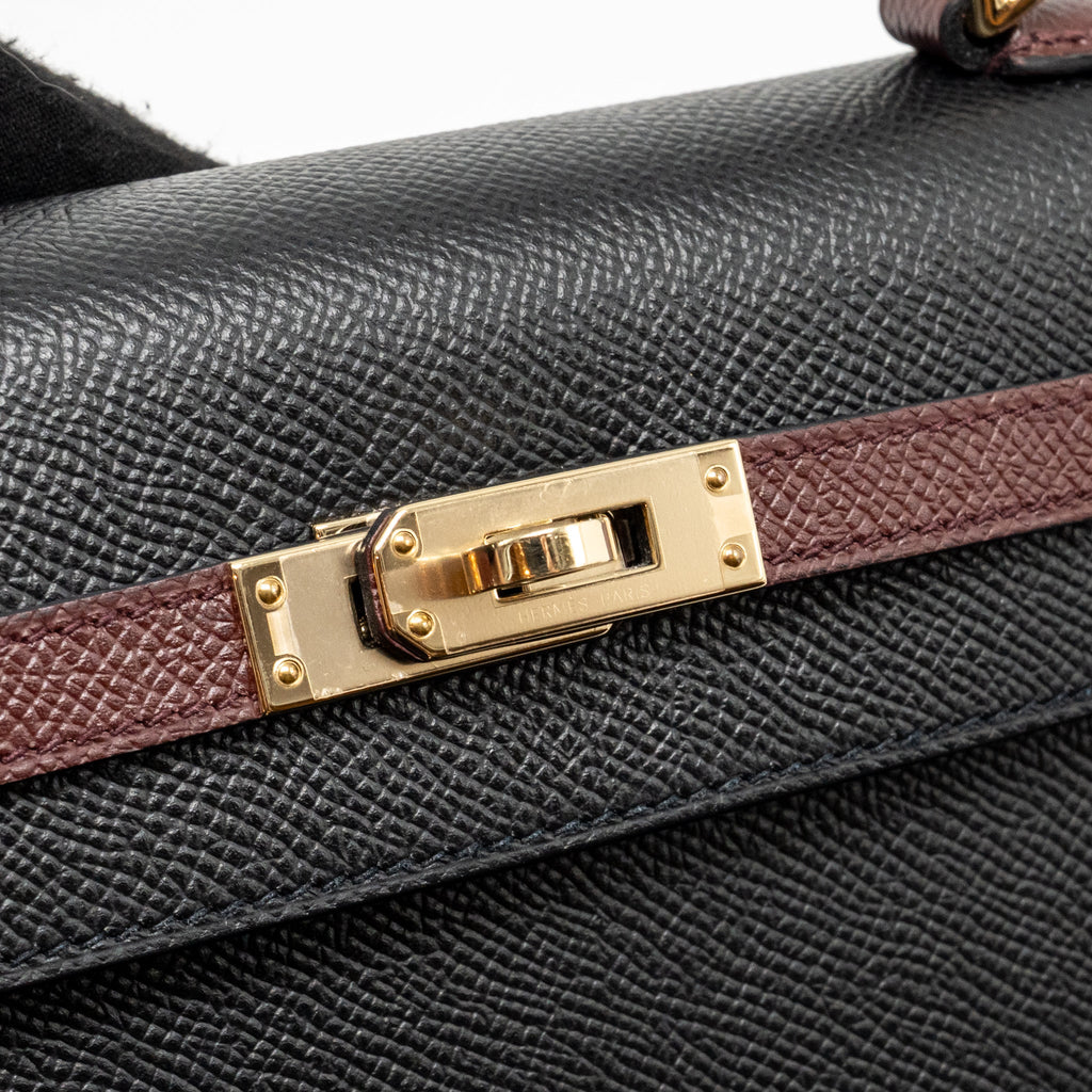 Hermes Kelly 25 Special Order Epsom Black/ Rouge H LGHW