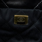 CHANEL SMALL 22 BAG GOLD LETTER SHINY CALFSKIN BLACK GHW (MICROCHIP)