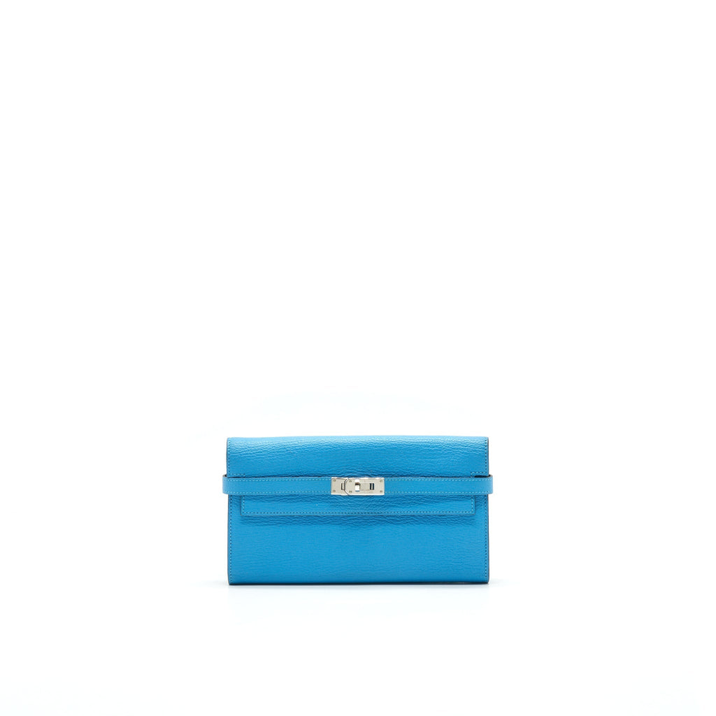 HERMES KELLY LONG WALLET BLUE SHW