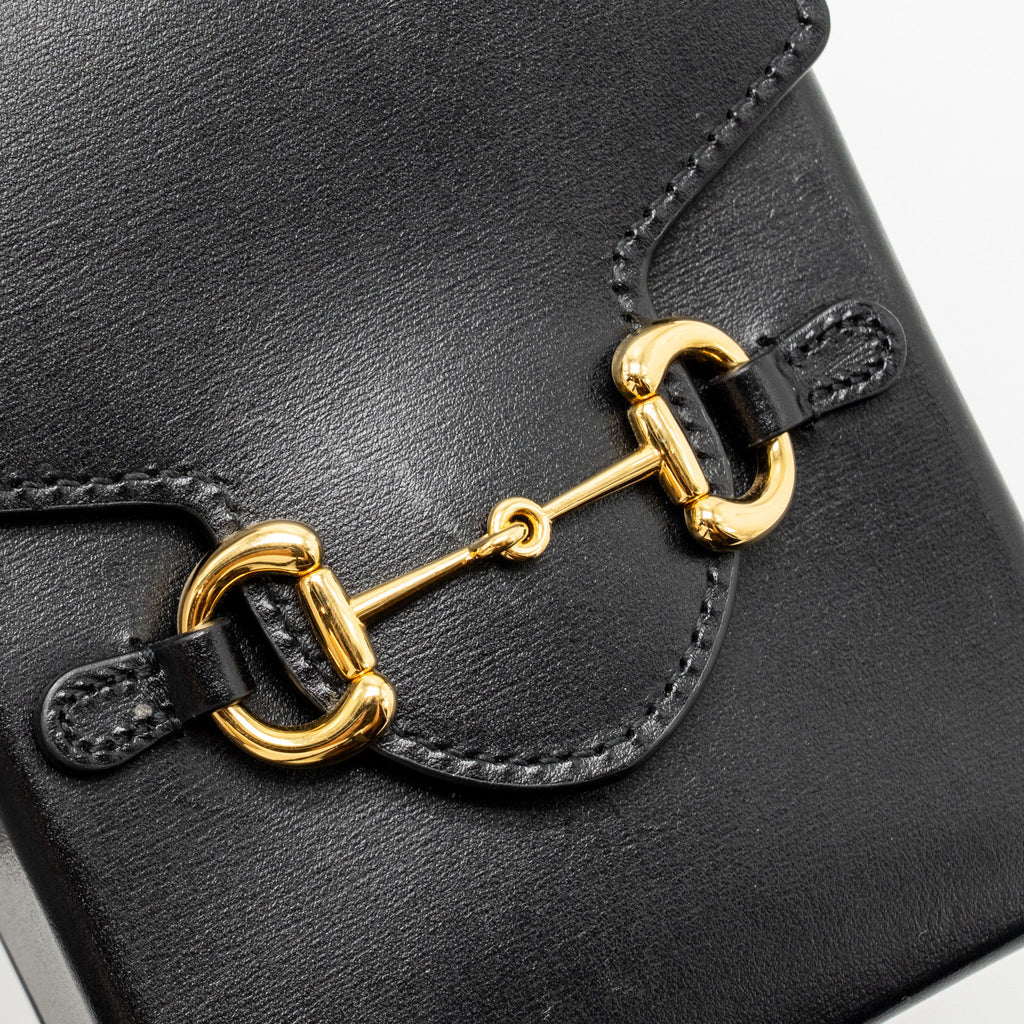 GUCCI HORSEBIT MINI CROSSBODY BAG LEATHER BLACK GHW