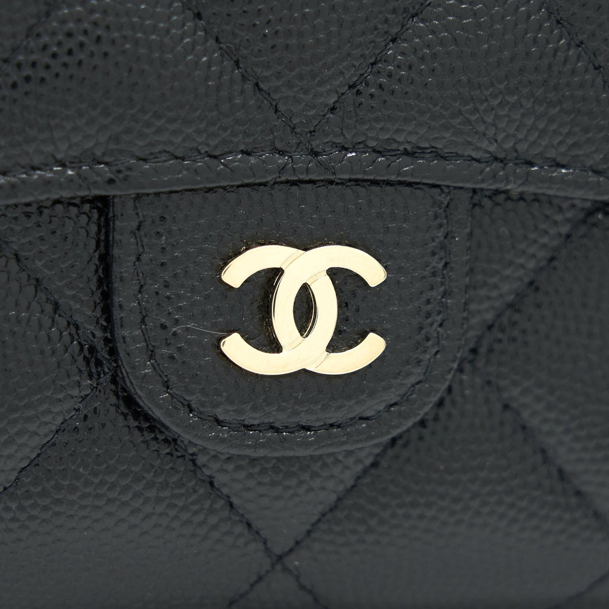 CHANEL CLASSIC CARD HOLDER WITH CHAIN BLACK LGHW SERIAL 30