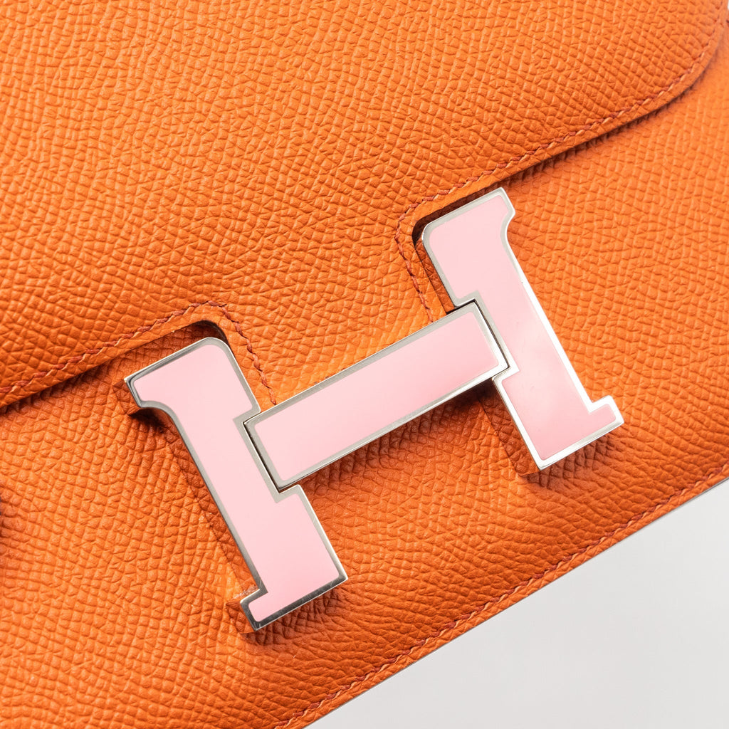 Hermes Mini Constance Epsom Terre Battue/ Rose Confetti SHW