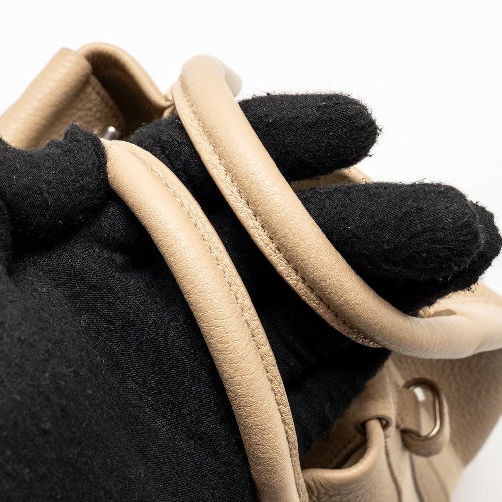 Loro Piana Micro Bale Tote Bag Grained Calfskin Beige SHW