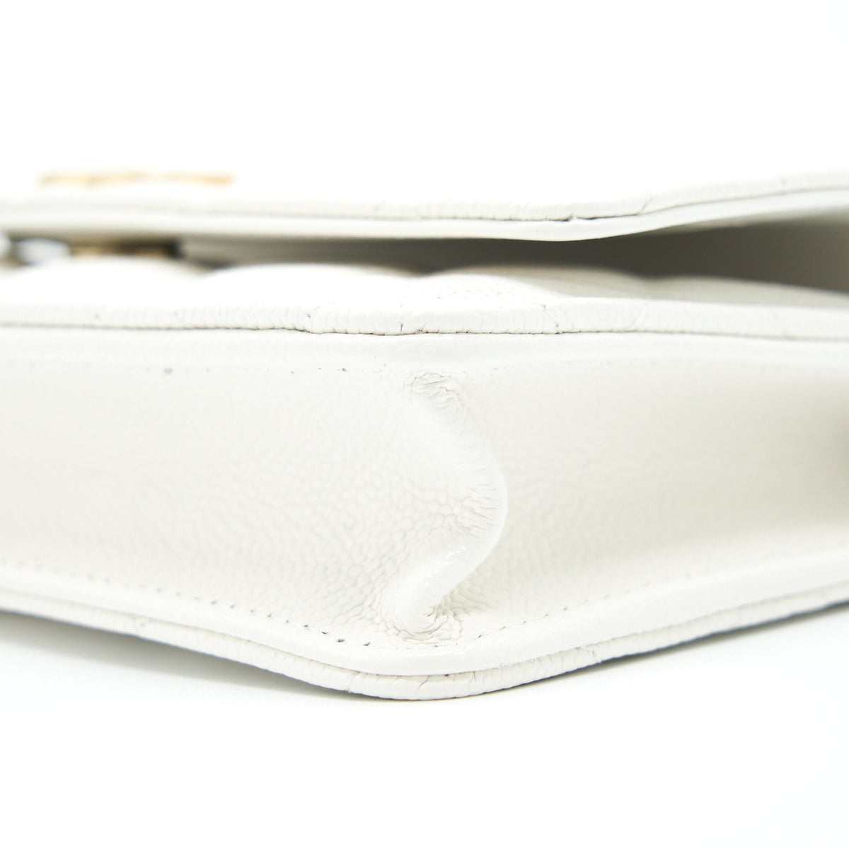 CHANEL 22S LOGO TOP HANDLE WALLET ON CHAIN CAVIAR WHITE GHW