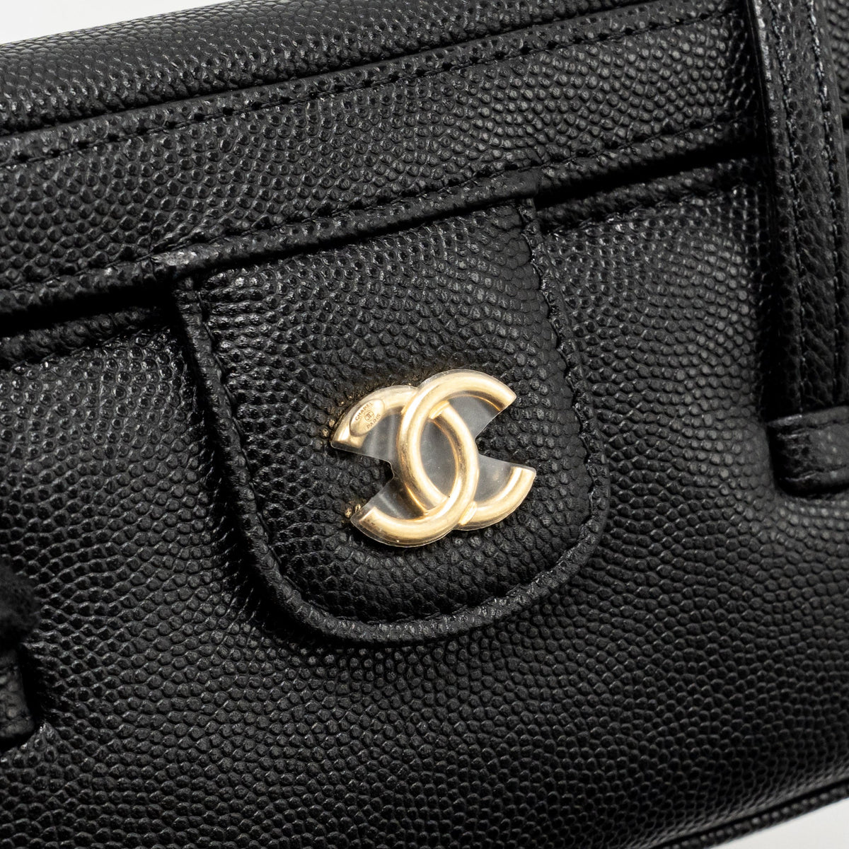 CHANEL 26P PREPPY COCO MINI VANITY SHOULDER BAG CAVIAR BLACK GHW (MICROCHIP)