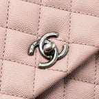 CHANEL SMALL COCO HANDLE CAVIAR LIGHT PINK RUTHENIUM HARDWARE