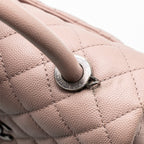 CHANEL SMALL COCO HANDLE CAVIAR LIGHT PINK RUTHENIUM HARDWARE
