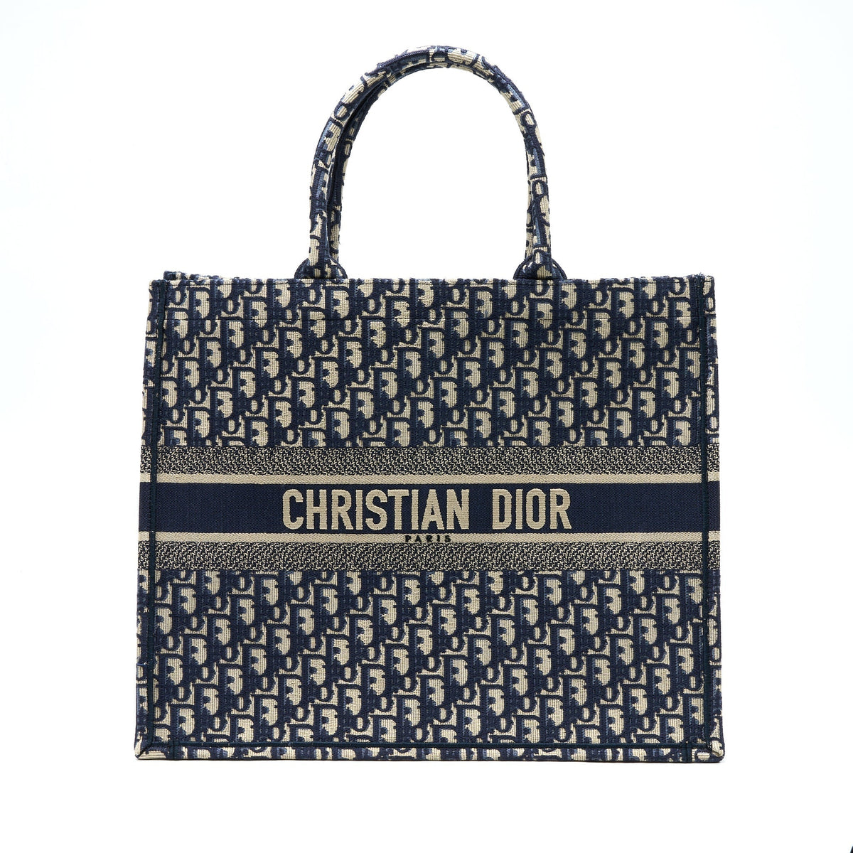 DIOR LARGE BOOK TOTE BLUE OBLIQUE JACQUARD