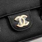 CHANEL 26P PREPPY COCO CLUTCH SHOULDER BAG CAVIAR BLACK GHW (MICROCHIP)