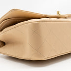 Chanel Medium Classic Double Flap Bag Lambskin Beige GHW (Microchip)