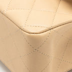 Chanel Medium Classic Double Flap Bag Lambskin Beige GHW (Microchip)