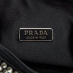 PRADA RE-EDITION 2000 CRYSTAL HOBO BAG NYLON/LEATHER BLACK SHW