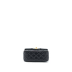CHANEL PEARL CRUSH MINI SQUARE LAMBSKIN BLACK BRUSHED GHW