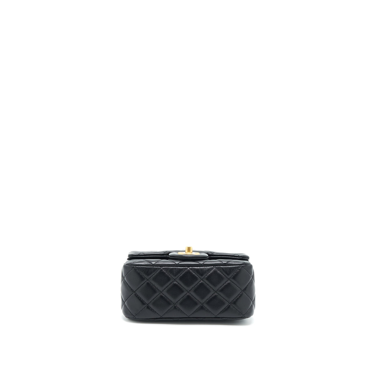 CHANEL PEARL CRUSH MINI SQUARE LAMBSKIN BLACK BRUSHED GHW