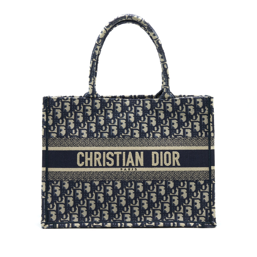 DIOR SMALL BOOKTOTE BAG BLUE OBLIQUE EMBROIDERY