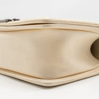 Chanel medium boy bag calfskin ivory ruthenium silver hardware