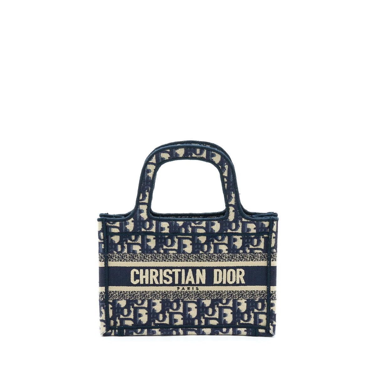 DIOR MINI BOOK TOTE BLUE OBLIQUE EMBRIODERY