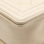 Chanel medium boy bag calfskin ivory ruthenium silver hardware