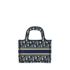 DIOR MINI BOOK TOTE BLUE OBLIQUE EMBRIODERY