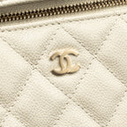 CHANEL CC TOP HANDLE VANITY WITH CHAIN CAVIAR LIGHT GREY LGHW (MICROCHIP)
