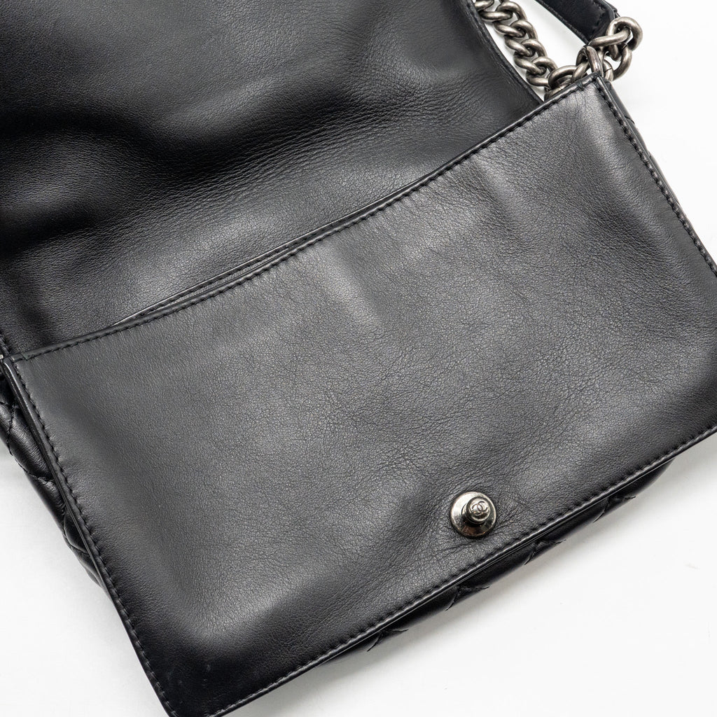 CHANEL MULTI CHAIN BOY BAG CALFSKIN/TWEED BLACK SHW